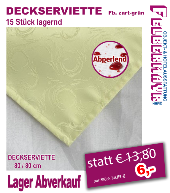 DECKSERVIETTE Fb. hellgrün - abperlend!!!